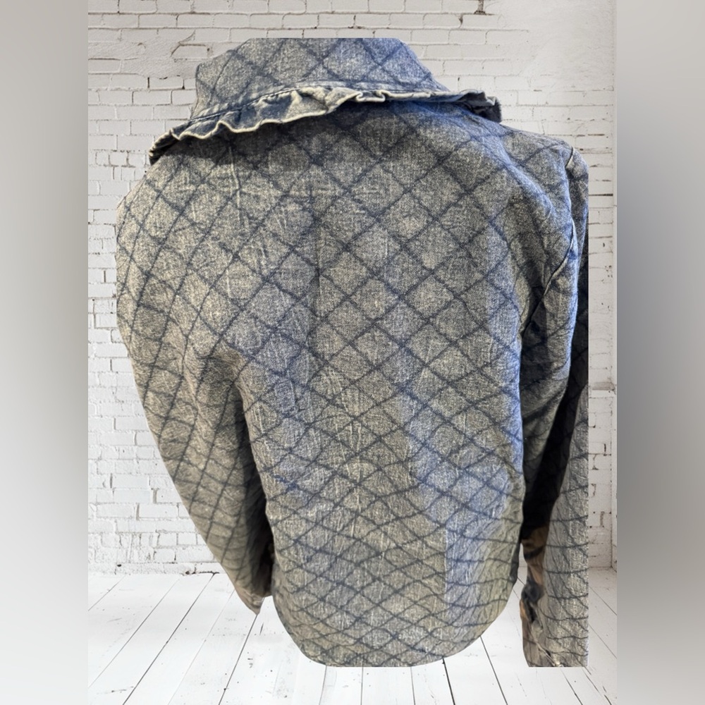 Doe & Rae Lined  Denim Tie-Front Jacket Sz L NWOT | Boutique Style Cozy Layering - Picture 7 of 10